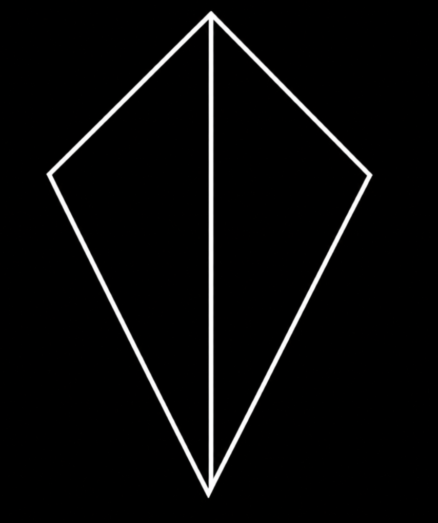 Drachenviereck mit eingezeichneter Symmetrieachse.